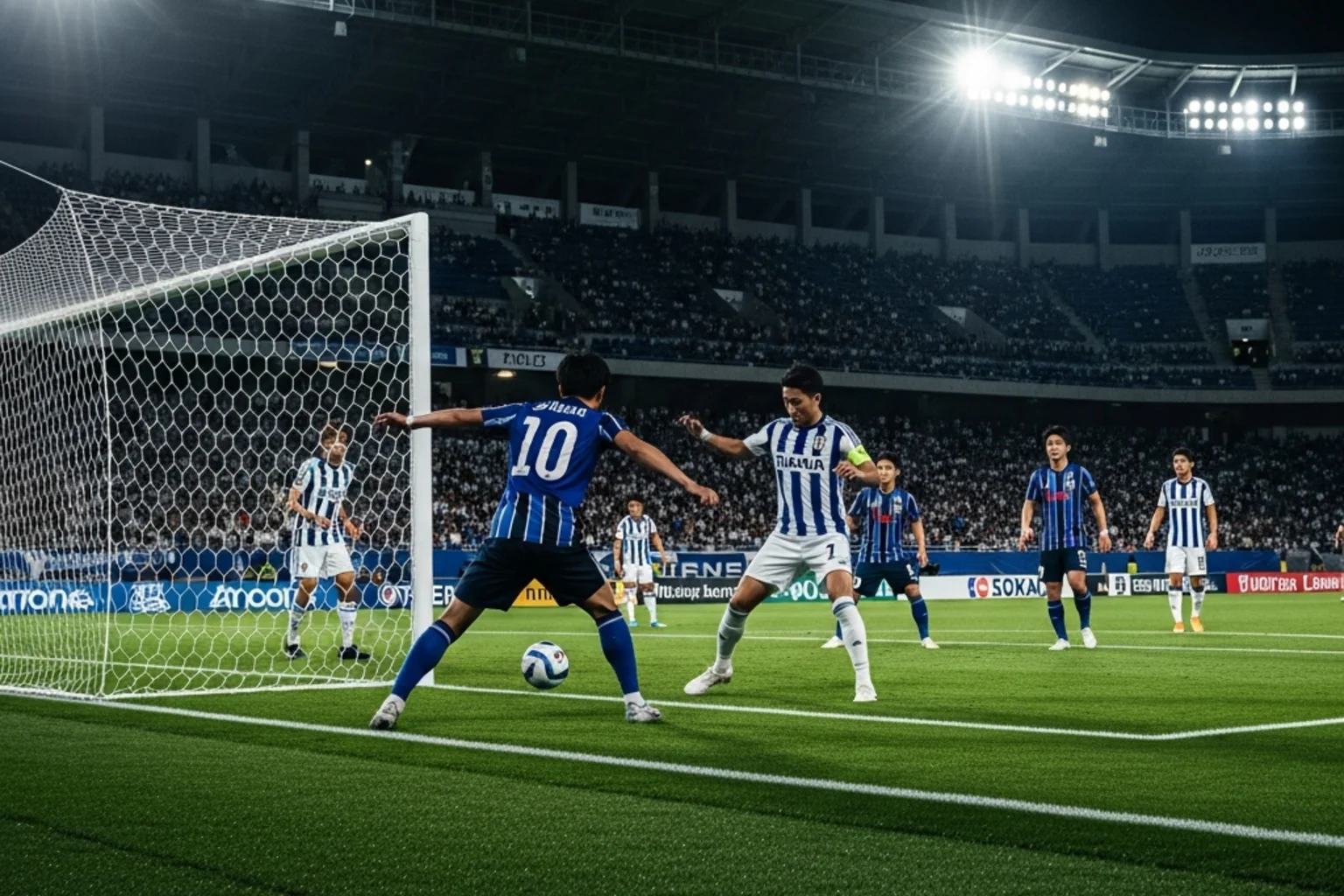 Accion de juego ofensivo de Yokohama F. Marinos en un partido de la J1 League