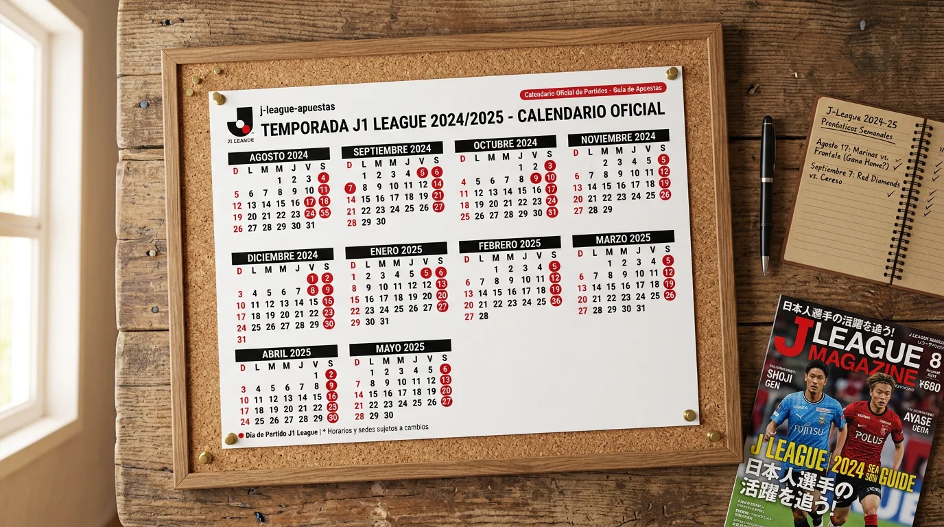 Calendario deportivo con fechas marcadas de la temporada 2026/27 de la J League