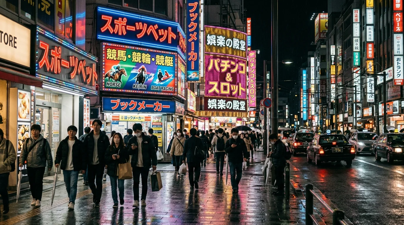 Mapa de Japón con datos del mercado de apuestas deportivas superpuestos